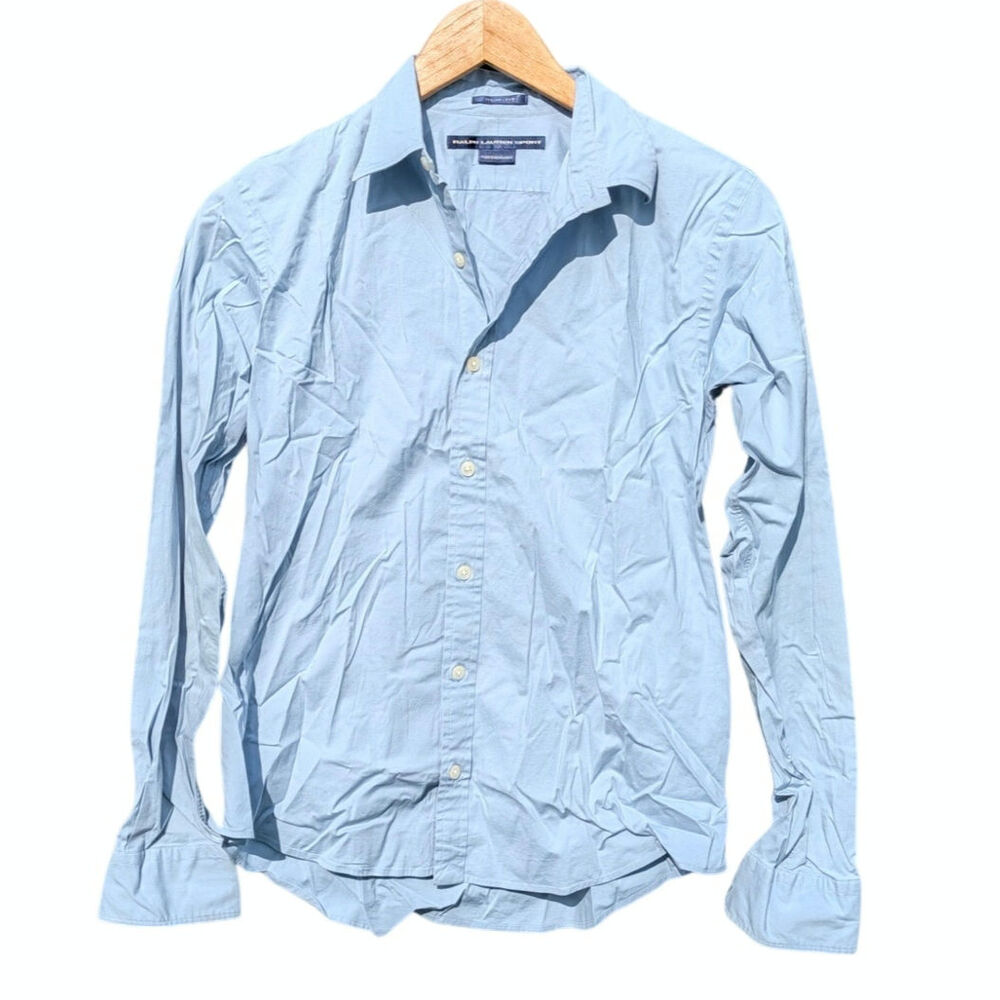 Preppy Light Blue Ralph Lauren Sport Shirt Long Sleeve M Preppy Twilight Work